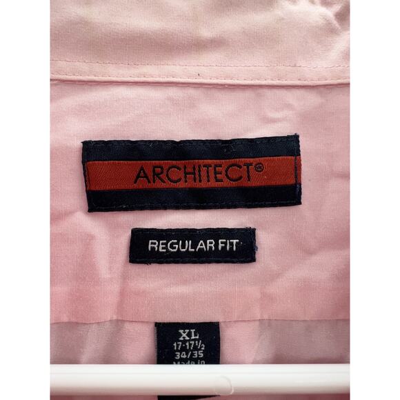 Architect Mens Shirt Size XL Pink Regular Fit Long Sleeve Button Up Collared - Picture 5 of 11
